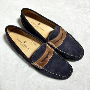 Martin Dingman Men's Bill Suede Leather Penny Loafers Navy Sz 12M